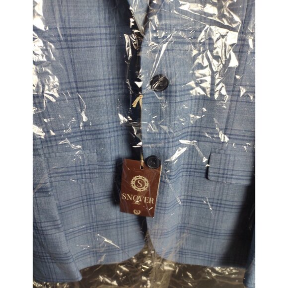 Snover Light Blue Check Blazer Men's Size 38 Business Formal Jacket - Picture 2 of 10